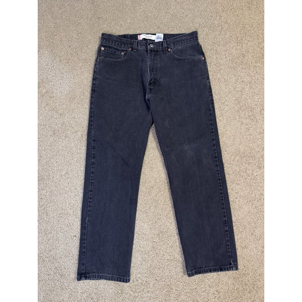 LEVIS 505 Regular Fit Jeans Mens 32x27.5 Black Gray Denim Pants Rugged Work READ